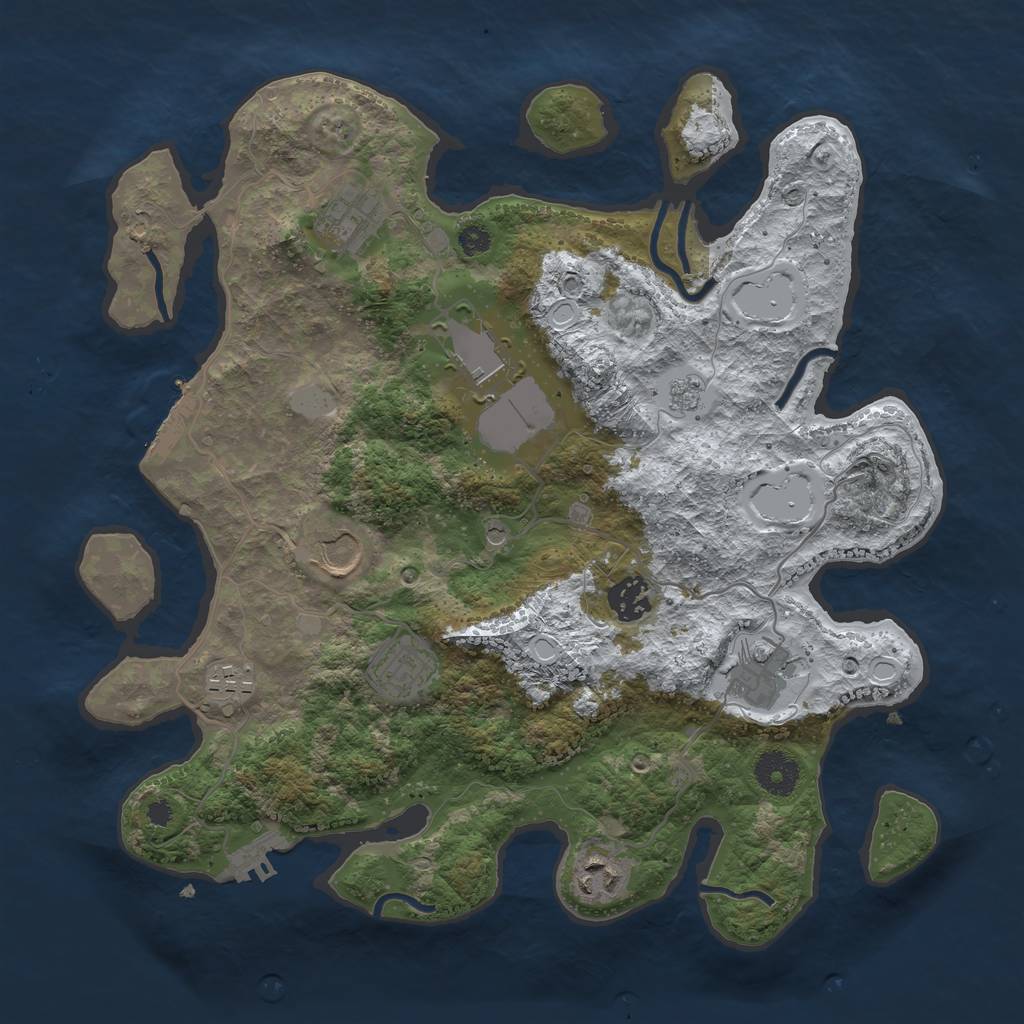 Rust Map: Procedural Map, Size: 3500, Seed: 303008240, 17 Monuments