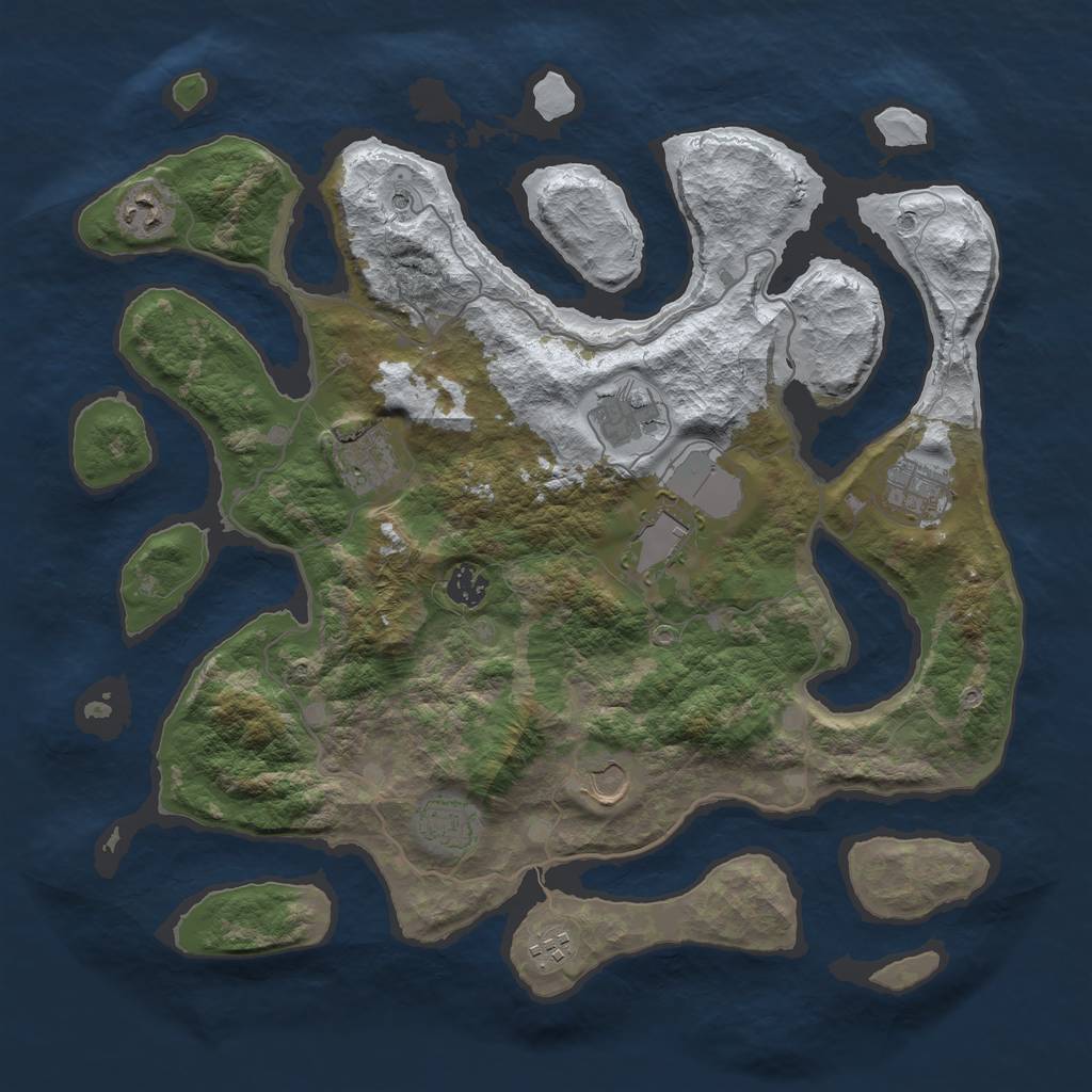 Rust Map: Barren, Size: 4000, Seed: 165785, 12 Monuments