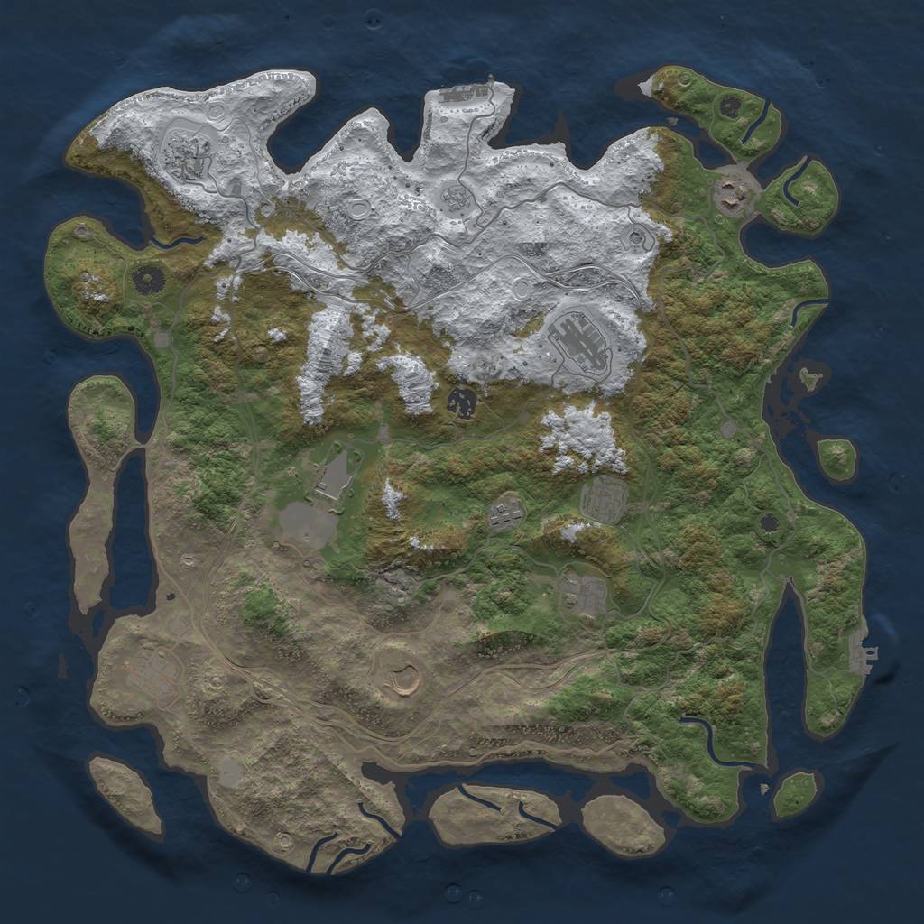 Rust Map: Procedural Map, Size: 4500, Seed: 5323, 19 Monuments