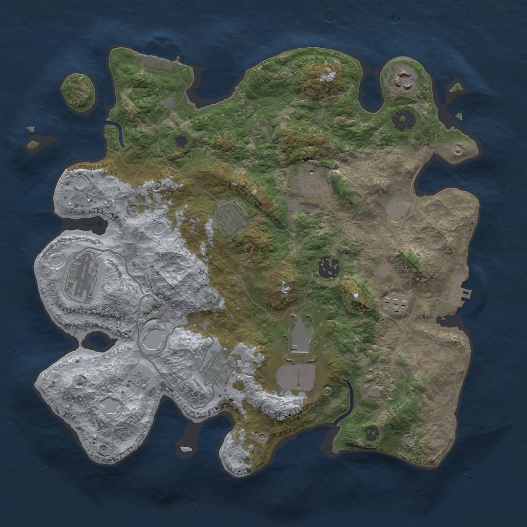 Rust Map: Procedural Map, Size: 3550, Seed: 334890, 16 Monuments