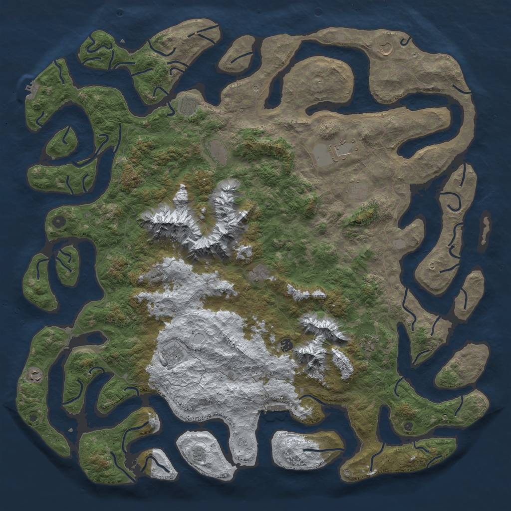 Rust Map: Procedural Map, Size: 6000, Seed: 40687, 20 Monuments