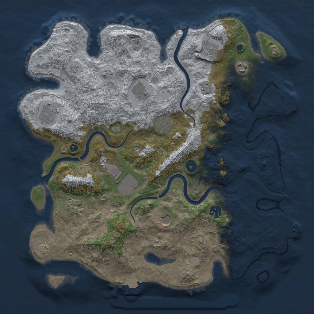 Rust Map: Procedural Map, Size: 3950, Seed: 1355135986, 16 Monuments