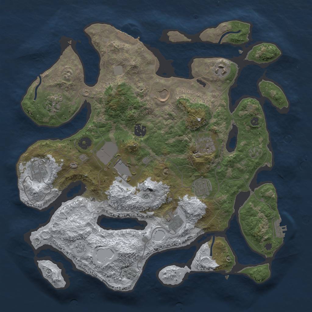 Rust Map: Procedural Map, Size: 3700, Seed: 619717598, 19 Monuments