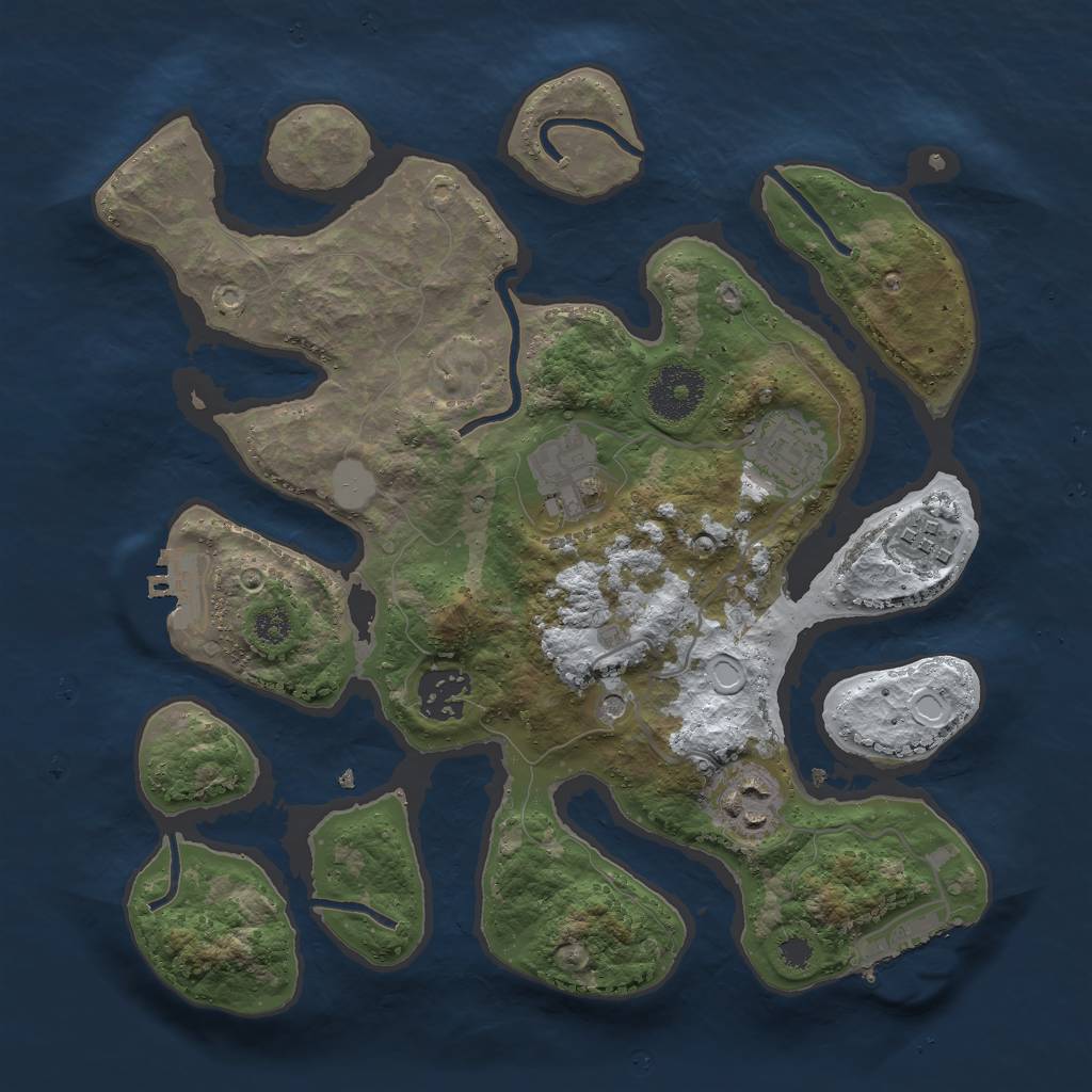 Rust Map: Procedural Map, Size: 3000, Seed: 1833711630, 13 Monuments