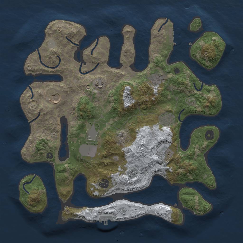 Rust Map: Procedural Map, Size: 3700, Seed: 73489671, 17 Monuments
