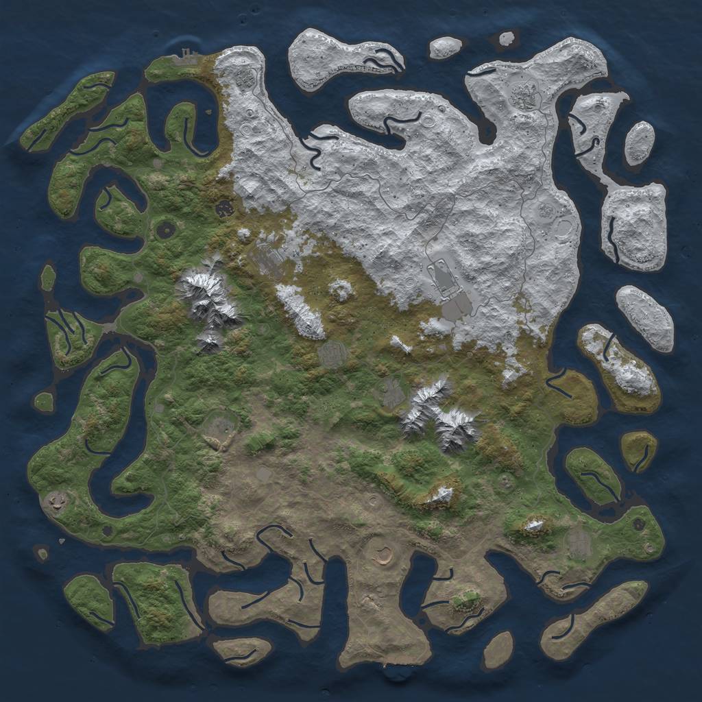Rust Map: Procedural Map, Size: 6000, Seed: 423912, 20 Monuments