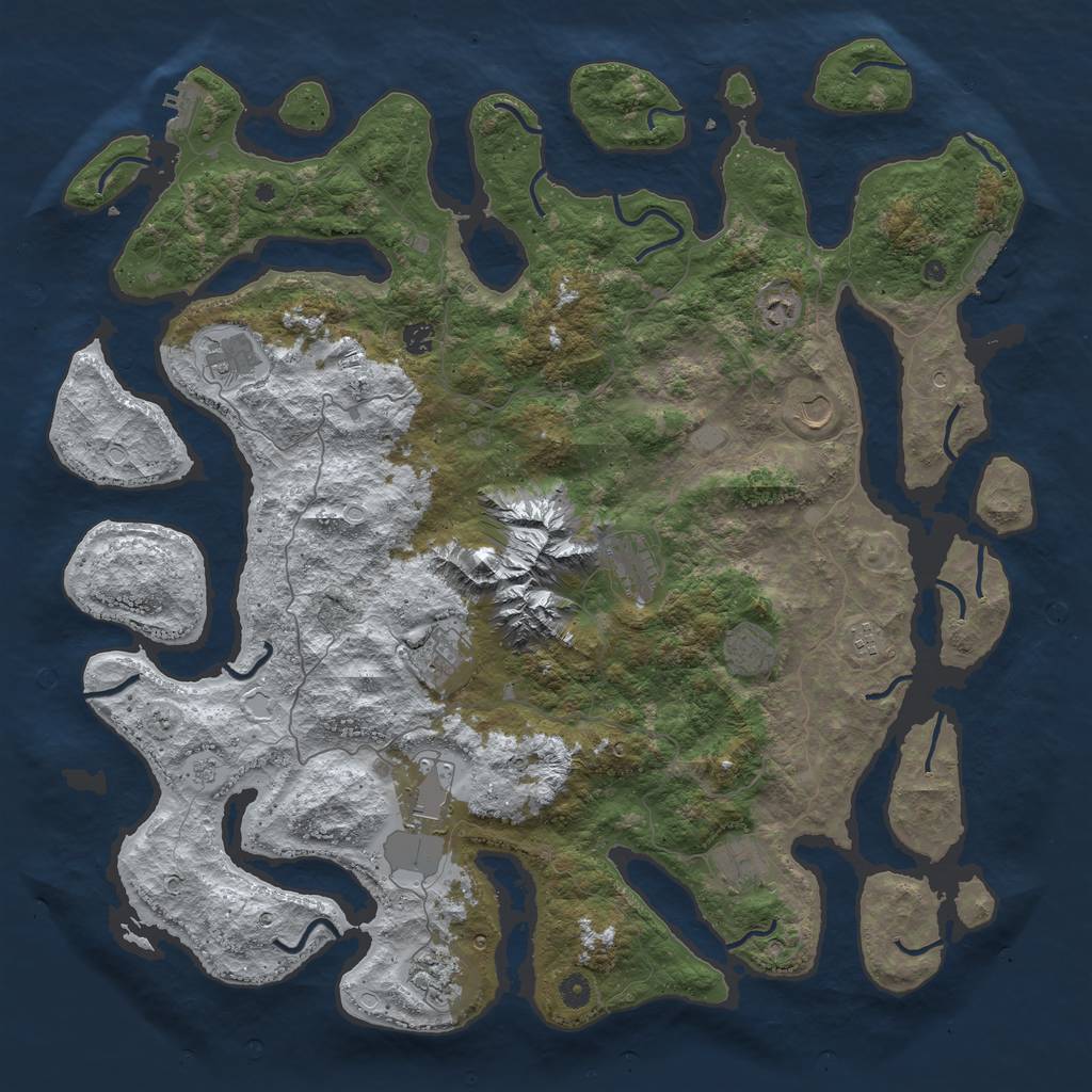 Rust Map: Procedural Map, Size: 5000, Seed: 8041637, 20 Monuments
