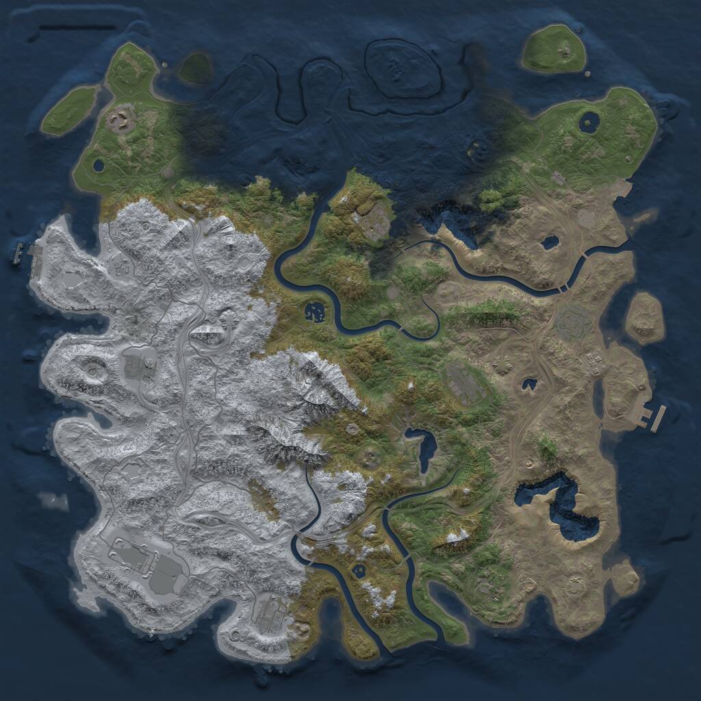 Rust Map: Procedural Map, Size: 5000, Seed: 8041637, 16 Monuments