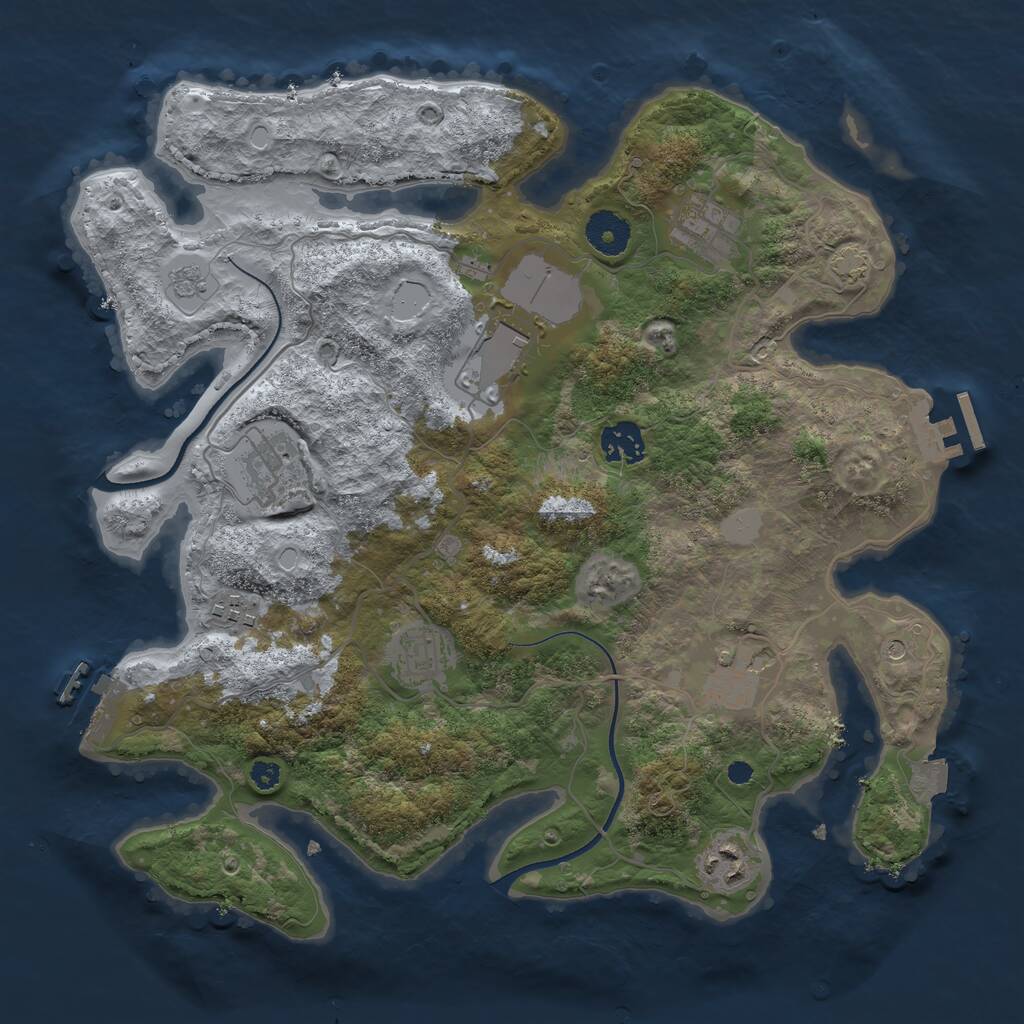 Rust Map: Procedural Map, Size: 3500, Seed: 6203666, 14 Monuments