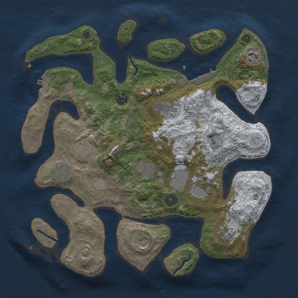 Rust Map: Procedural Map, Size: 3700, Seed: 2062834683, 18 Monuments