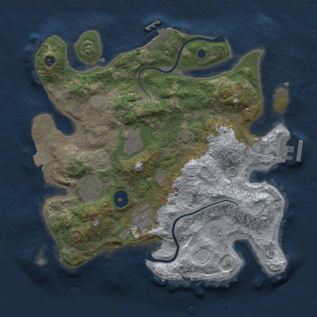 Rust Map: Procedural Map, Size: 3000, Seed: 2500143, 9 Monuments