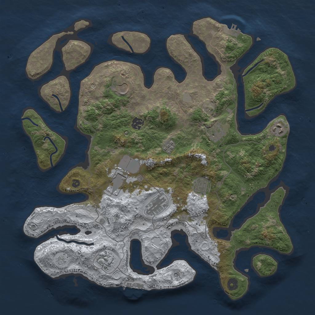 Rust Map: Procedural Map, Size: 4000, Seed: 24333813, 18 Monuments