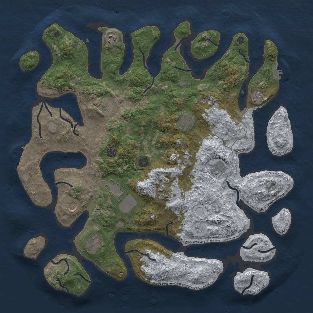 Rust Map: Procedural Map, Size: 4500, Seed: 63070106, 19 Monuments