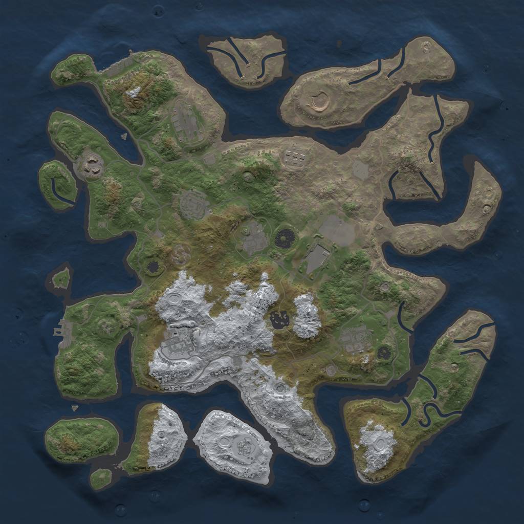 Rust Map: Procedural Map, Size: 4000, Seed: 68613, 19 Monuments