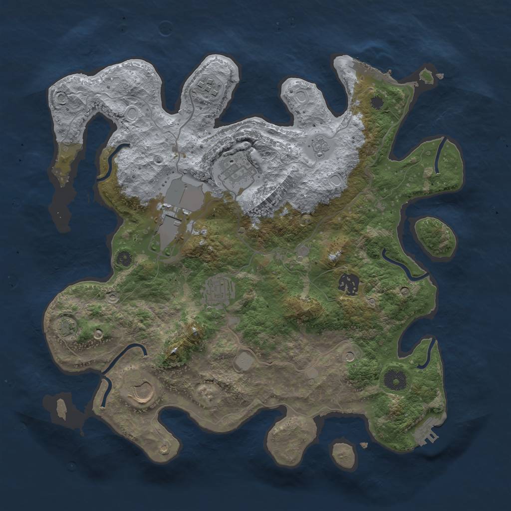 Rust Map: Procedural Map, Size: 3500, Seed: 1234, 14 Monuments