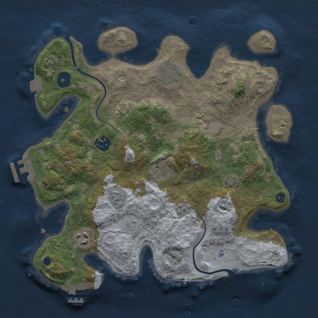 Rust Map: Procedural Map, Size: 3200, Seed: 1342369, 11 Monuments