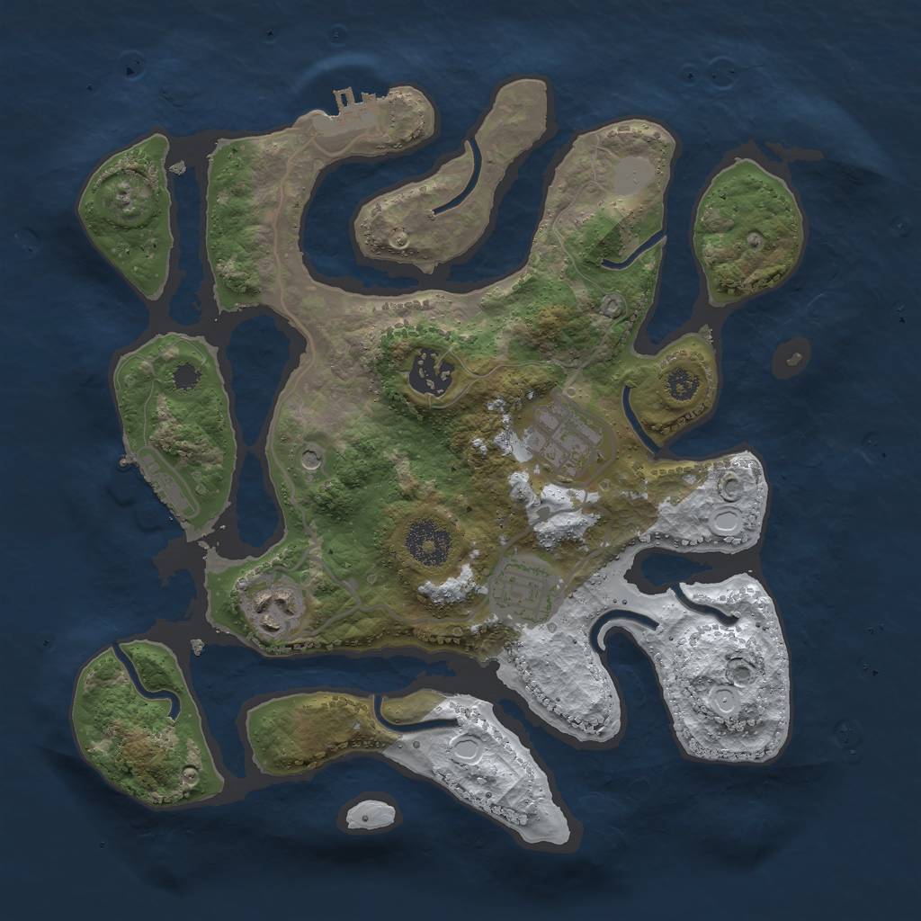 Rust Map: Procedural Map, Size: 3000, Seed: 1270529608, 12 Monuments