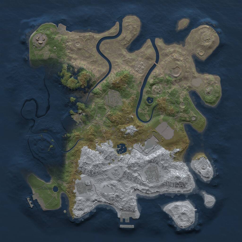 Rust Map: Procedural Map, Size: 3500, Seed: 1188534722, 15 Monuments
