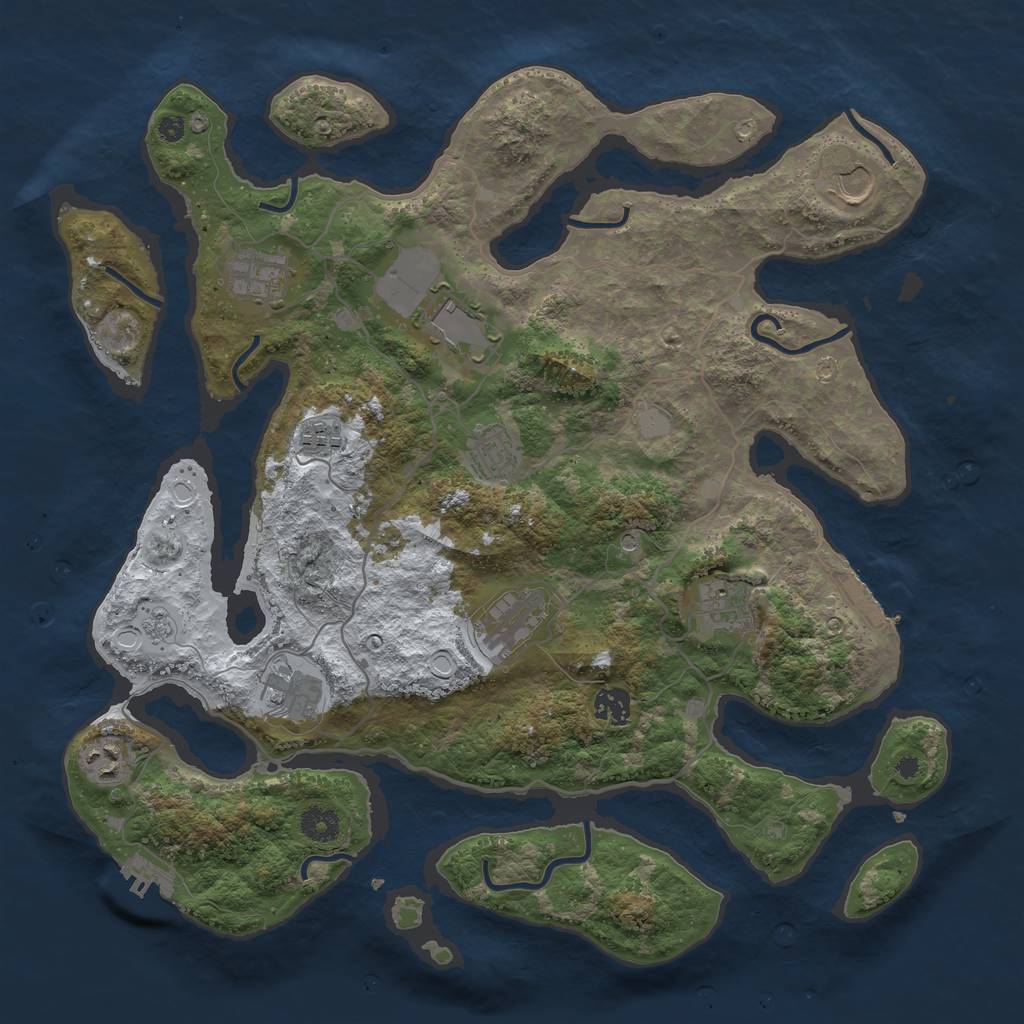 Rust Map: Procedural Map, Size: 4000, Seed: 1984, 19 Monuments