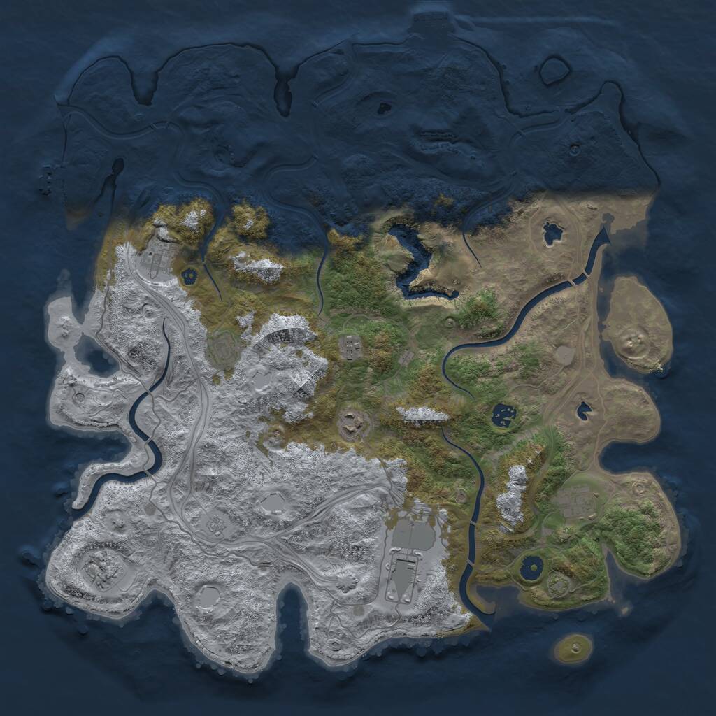 Rust Map: Procedural Map, Size: 4500, Seed: 1952524230, 14 Monuments
