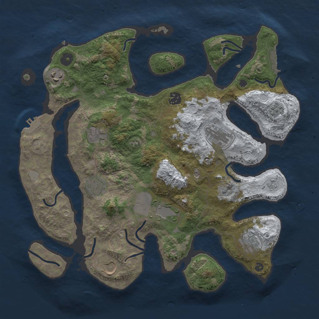 Rust Map: Procedural Map, Size: 3700, Seed: 5571349, 18 Monuments