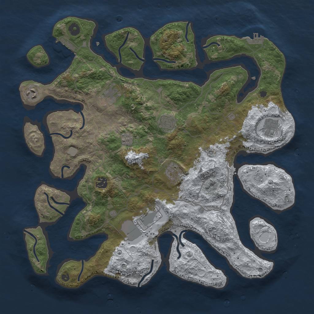 Rust Map: Procedural Map, Size: 4000, Seed: 1304946095, 17 Monuments