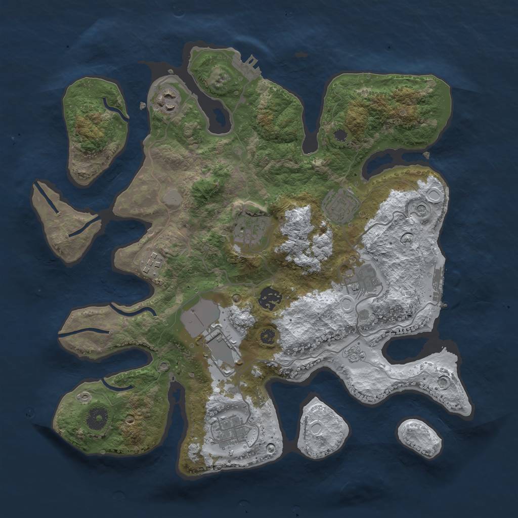 Rust Map: Procedural Map, Size: 3500, Seed: 310396383, 17 Monuments