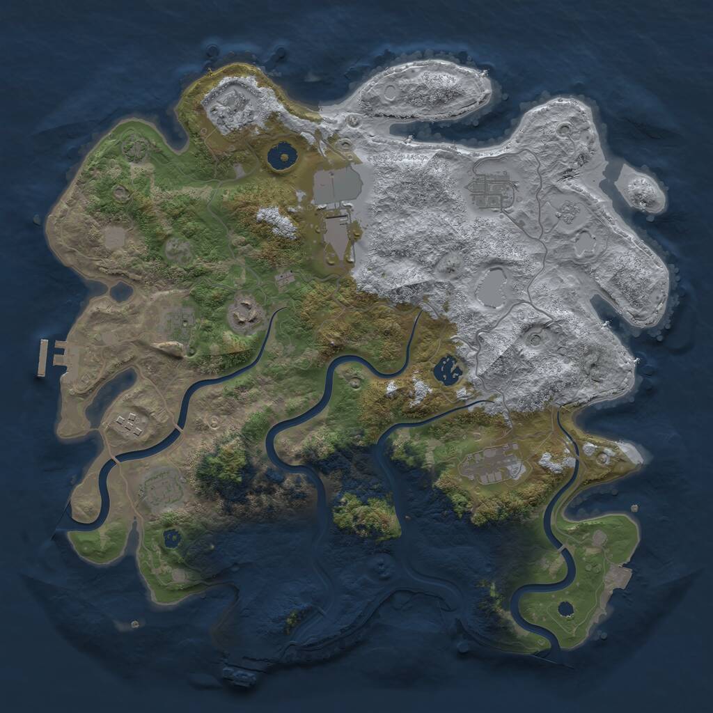 Rust Map: Procedural Map, Size: 3850, Seed: 1826449277, 15 Monuments