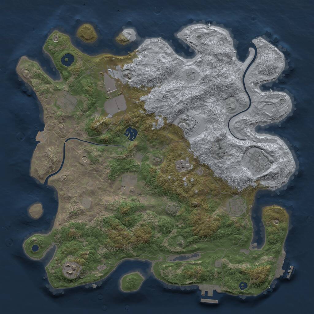 Rust Map: Procedural Map, Size: 3700, Seed: 1021192485, 15 Monuments