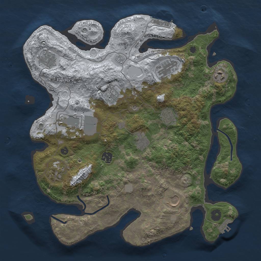 Rust Map: Procedural Map, Size: 3550, Seed: 814029, 19 Monuments