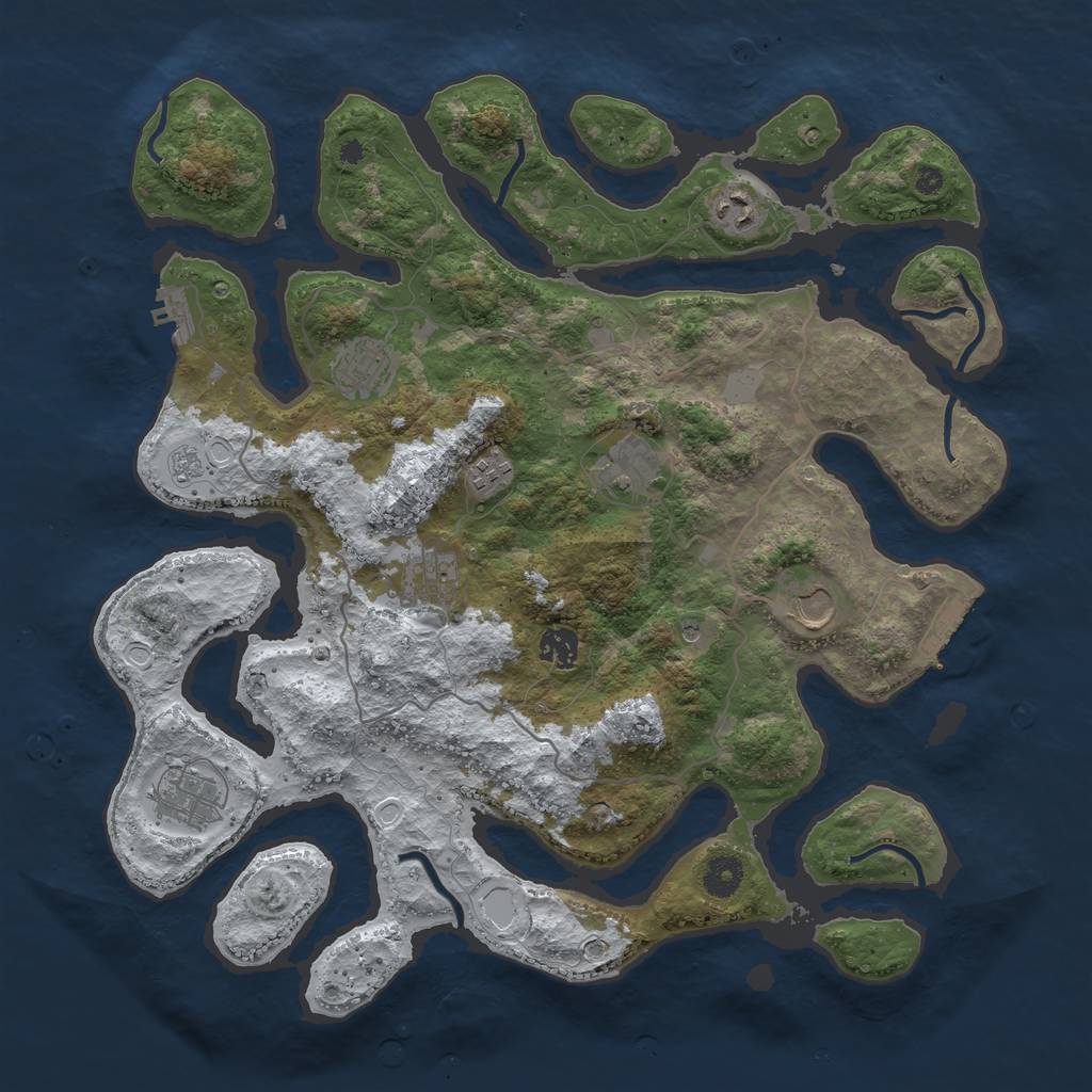 Rust Map: Procedural Map, Size: 4000, Seed: 121738848, 17 Monuments