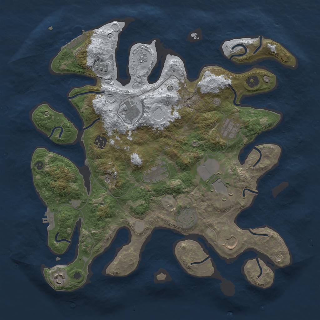 Rust Map: Procedural Map, Size: 3800, Seed: 7001599, 18 Monuments