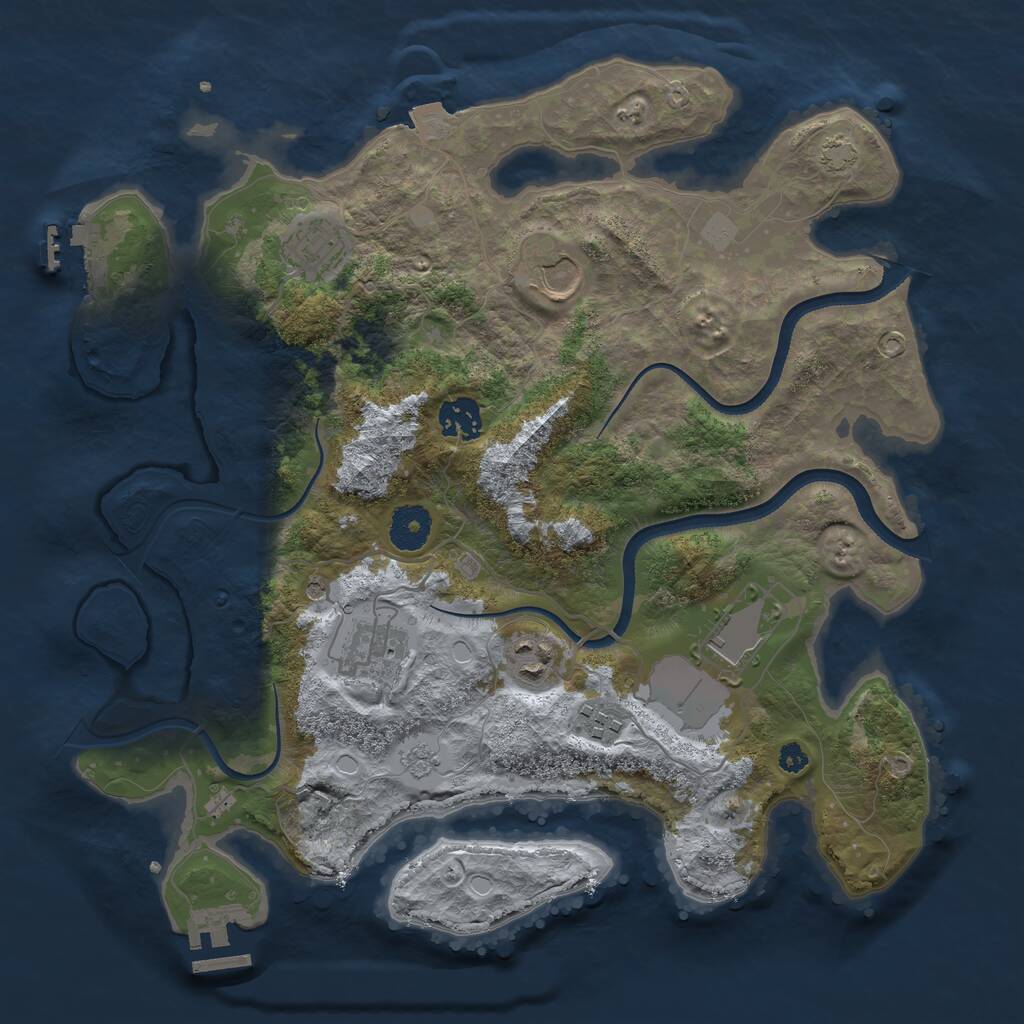 Rust Map: Procedural Map, Size: 3500, Seed: 2103661120, 13 Monuments