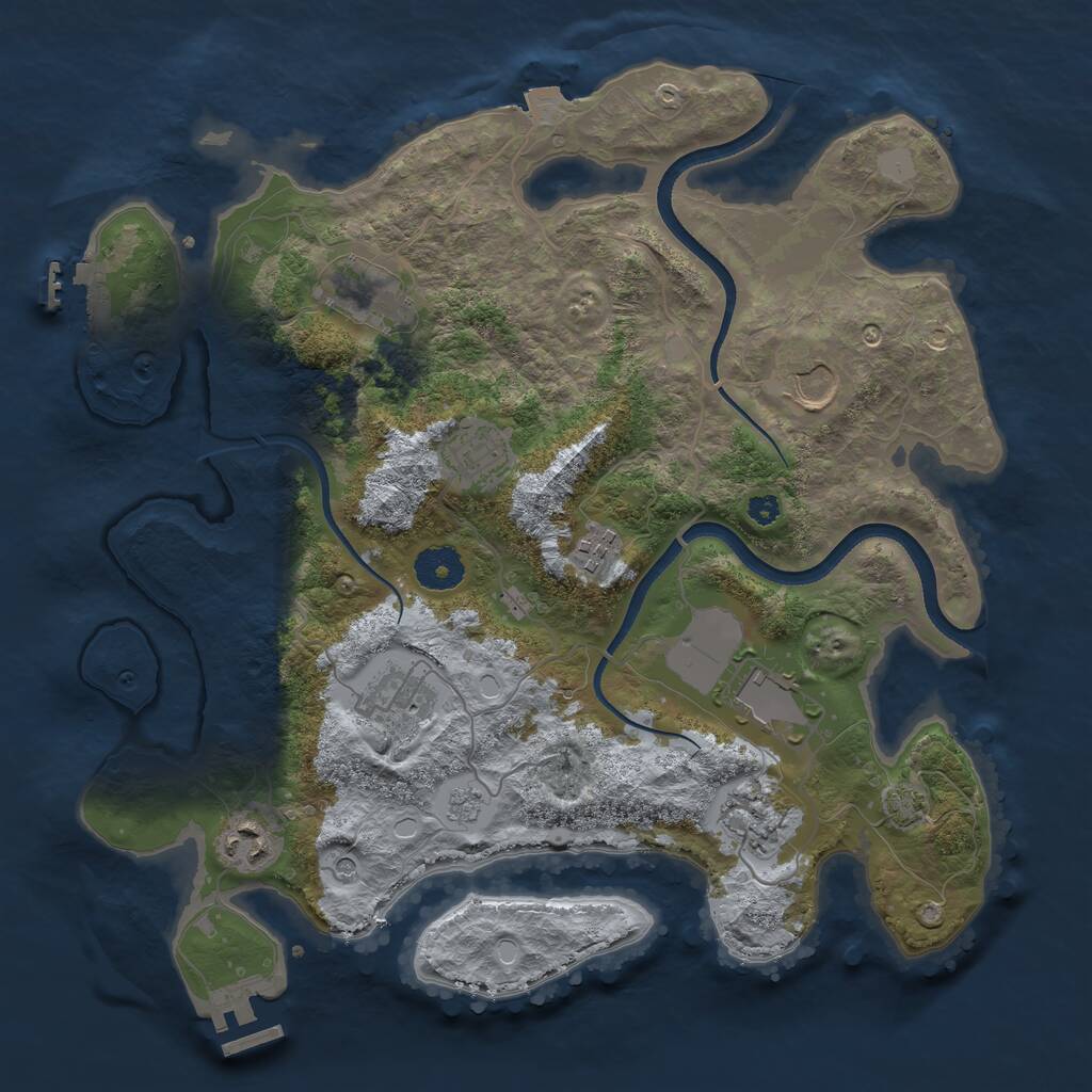 Rust Map: Procedural Map, Size: 3500, Seed: 2103661120, 14 Monuments