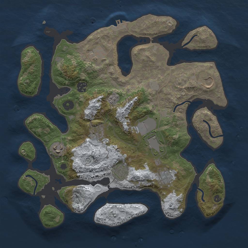 Rust Map: Procedural Map, Size: 3500, Seed: 2103661120, 16 Monuments