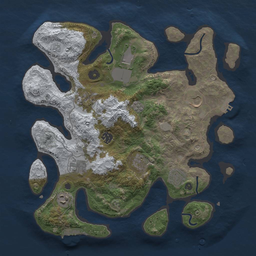 Rust Map: Procedural Map, Size: 3500, Seed: 376543871, 18 Monuments