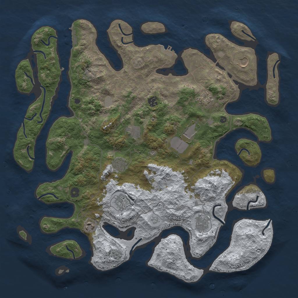 Rust Map: Procedural Map, Size: 4500, Seed: 1044, 19 Monuments
