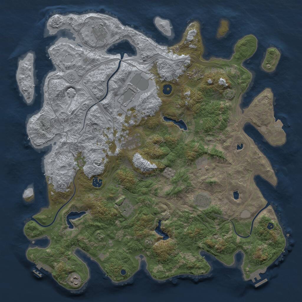 Rust Map: Procedural Map, Size: 4500, Seed: 255686227, 16 Monuments