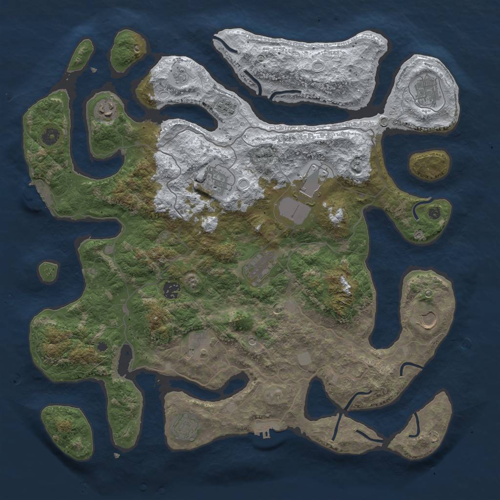 Rust Map: Procedural Map, Size: 4300, Seed: 5400000, 19 Monuments