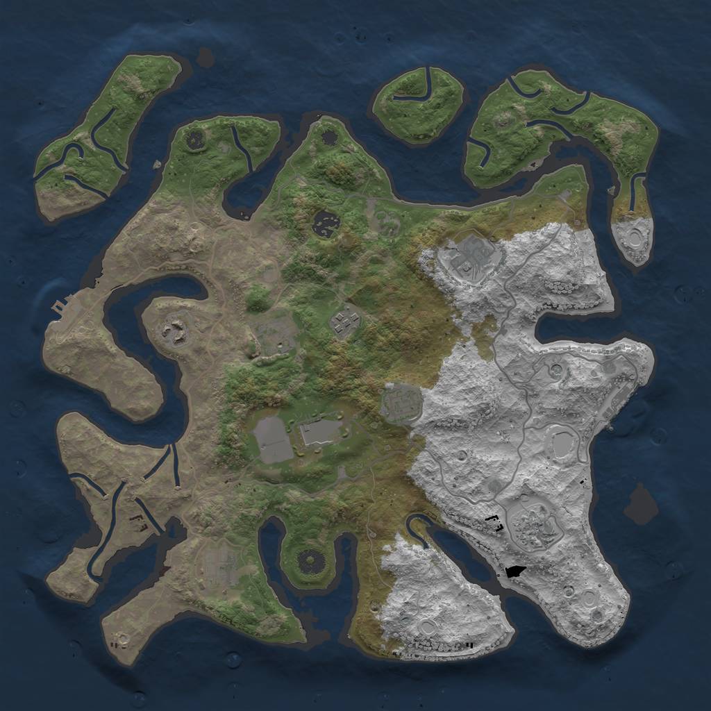 Rust Map: Procedural Map, Size: 4000, Seed: 14, 17 Monuments