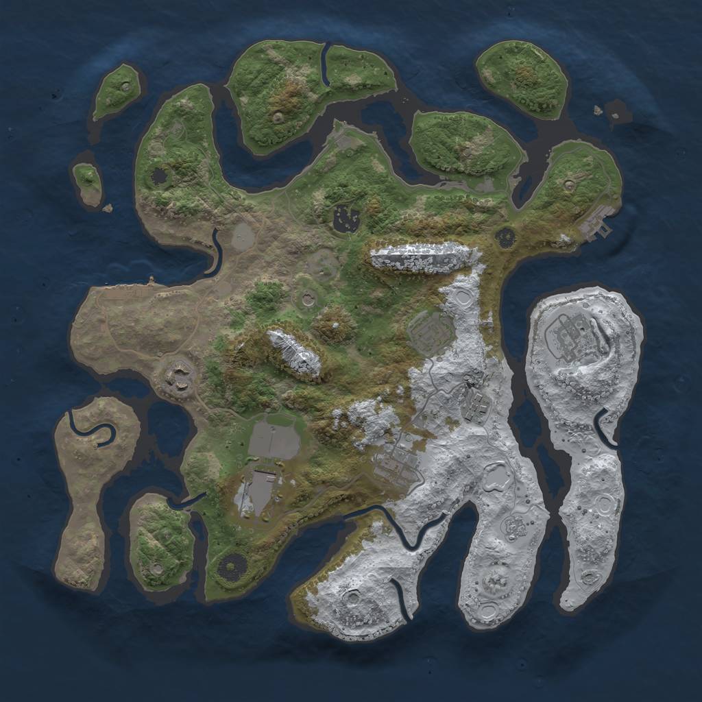 Rust Map: Procedural Map, Size: 3700, Seed: 9647687, 16 Monuments