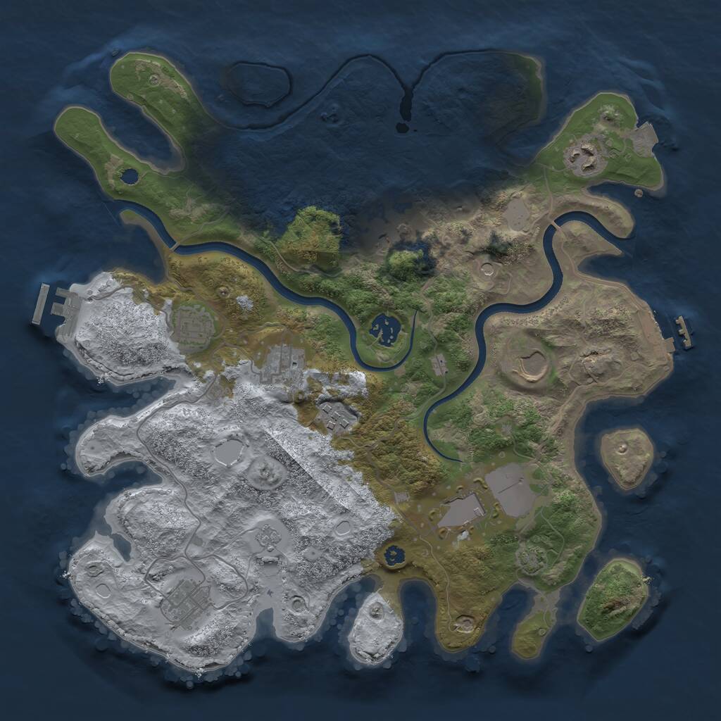 Rust Map: Procedural Map, Size: 3550, Seed: 777818, 15 Monuments