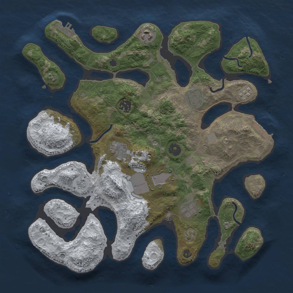 Rust Map: Procedural Map, Size: 3550, Seed: 777818, 16 Monuments