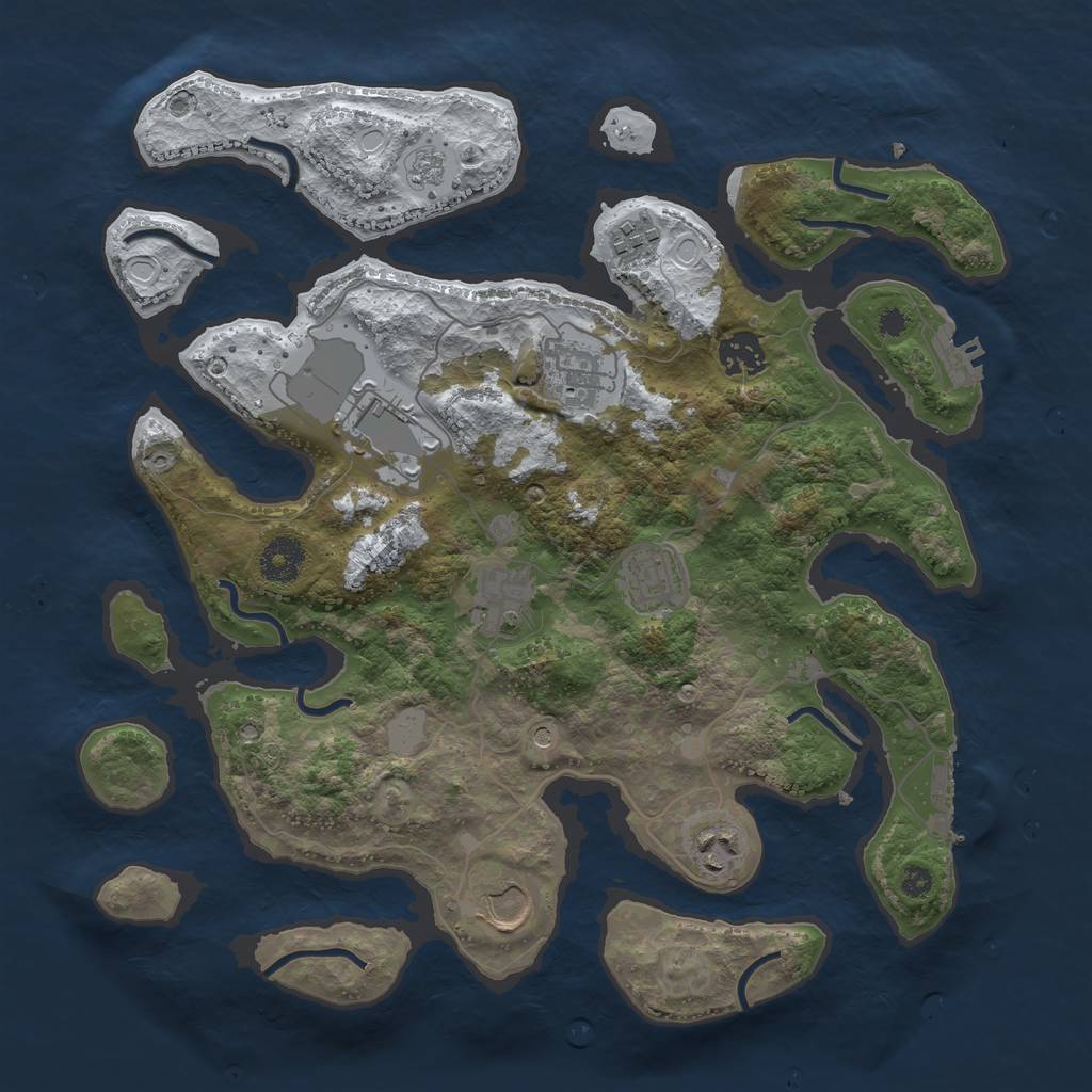Rust Map: Procedural Map, Size: 3550, Seed: 338558, 17 Monuments