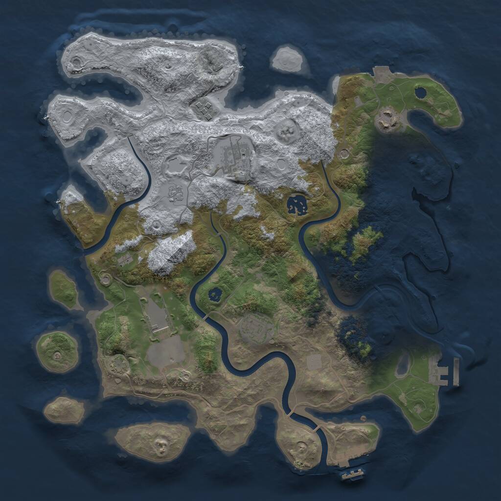 Rust Map: Procedural Map, Size: 3550, Seed: 338558, 12 Monuments