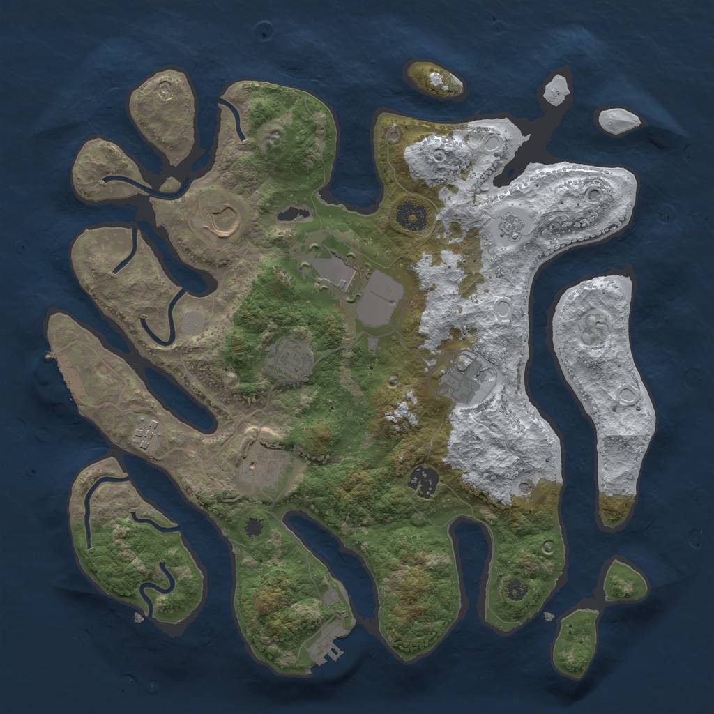 Rust Map: Procedural Map, Size: 3500, Seed: 701085201, 16 Monuments