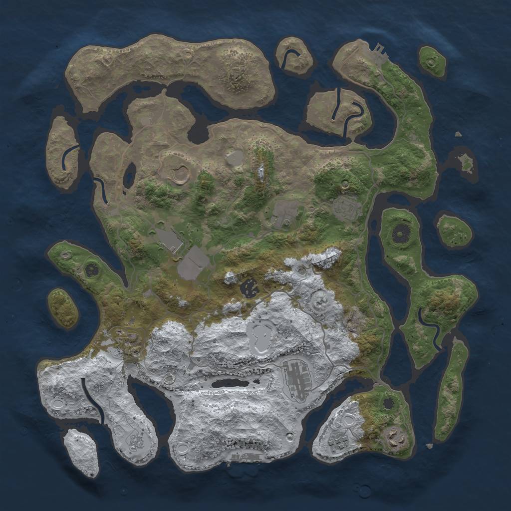Rust Map: Procedural Map, Size: 4000, Seed: 8869, 18 Monuments