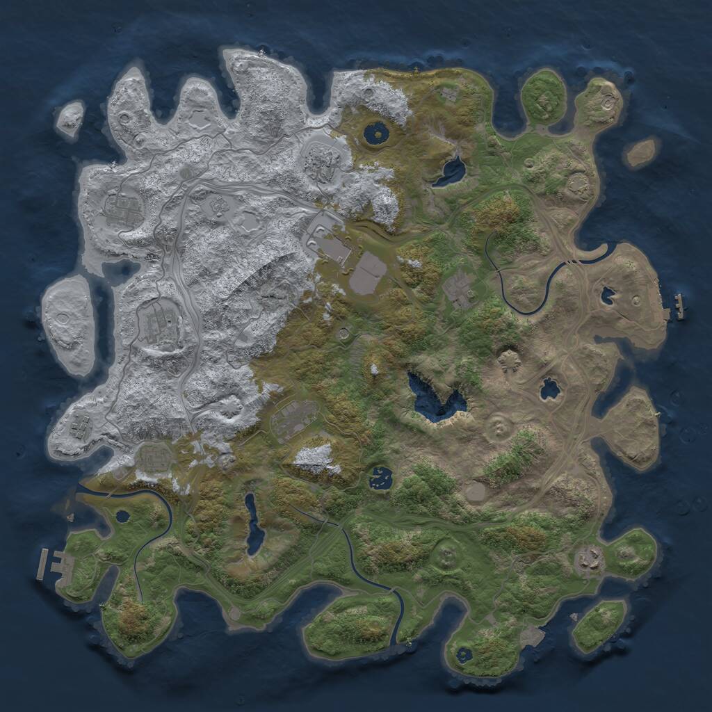 Rust Map: Procedural Map, Size: 4500, Seed: 8, 16 Monuments