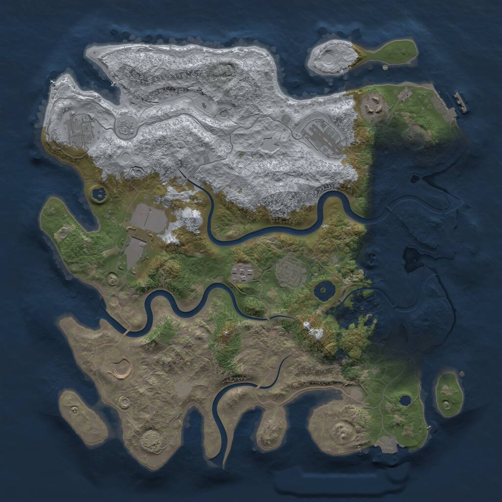 Rust Map: Procedural Map, Size: 3700, Seed: 396731514, 13 Monuments