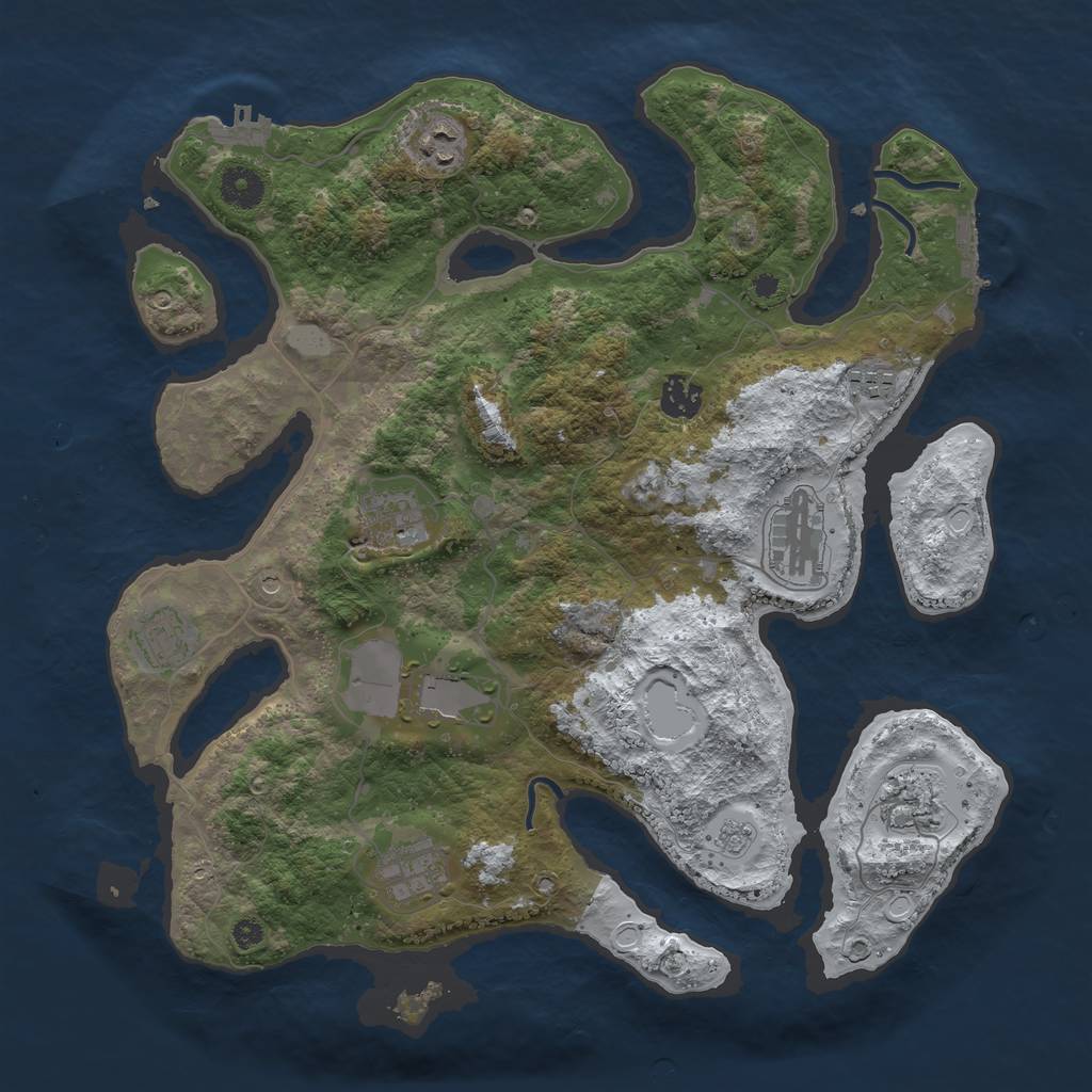 Rust Map: Procedural Map, Size: 3800, Seed: 12461035, 18 Monuments